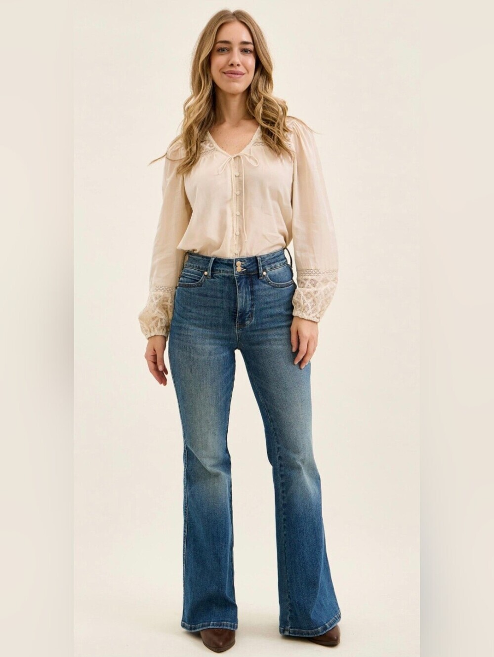 JUDY BLUE Dark Wash Tummy Control Flare Jeans Double Button Shield Various NEW